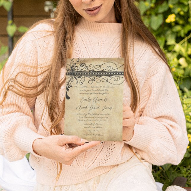 Mittelalterliche Renaissance Schwarze Funky Elegan Einladung (Von Creator hochgeladen)