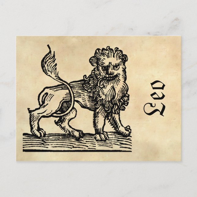 Mittelalterliche Renaissance Zodiac Symbol Leo The Postkarte (Vorderseite)