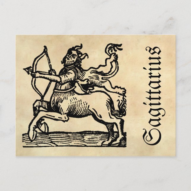 Mittelalterliche Renaissance Zodiac Symbol Sagitta Postkarte (Vorderseite)