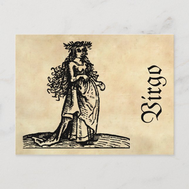 Mittelalterliche Renaissance Zodiac Symbol Virgo Postkarte (Vorderseite)