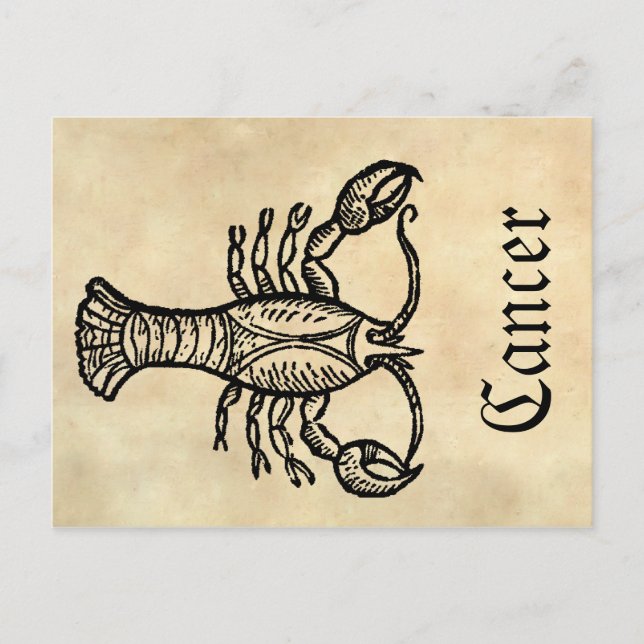 Mittelalterliche Renaissance Zodiac-Symbolkrebs Postkarte (Vorderseite)