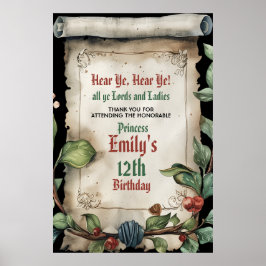 Mittelalterliche Renaissancescroll Geburtstag Poster