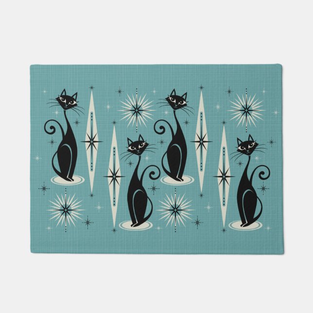 Mittelalterliche Réro Atomkatzen - Blau Fußmatte (Vorderseite)