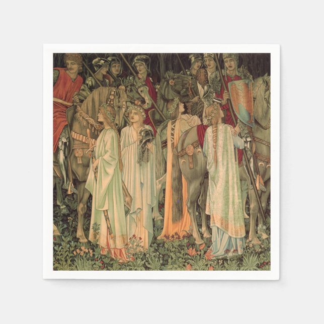 Mittelalterliche Ritter des Runden Tisches Serviette (Vorderseite)