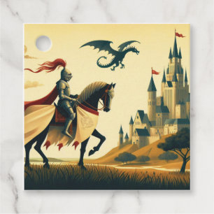 Mittelalterliche Ritter/Drache/Burg-Fantasie Geschenkanhänger