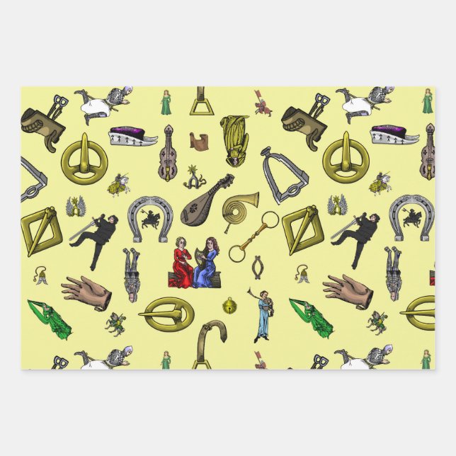 Mittelalterliche Ritter, Ingenieurwissenschaften u Geschenkpapier Set (Vorderseite)