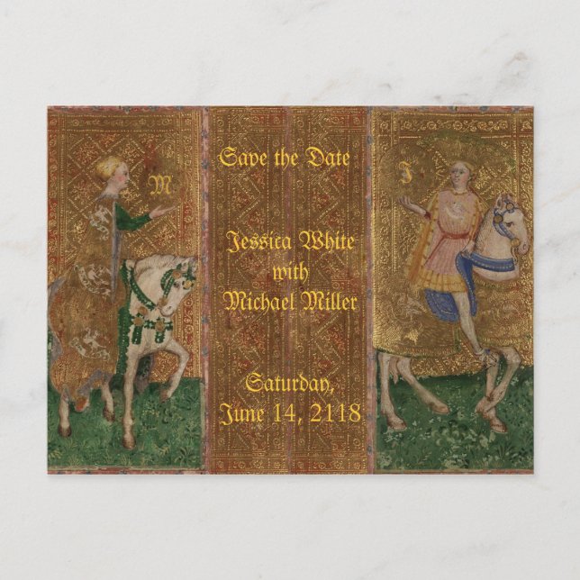 Mittelalterliche Ritter-Renaissance-historische Ankündigungspostkarte (Vorderseite)