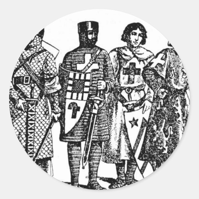 Mittelalterliche Ritter Runder Aufkleber (Vorderseite)