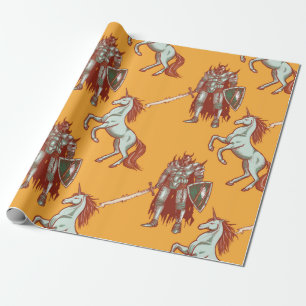 mittelalterliche Ritter und Einhorn nahtlos Muster Geschenkpapier