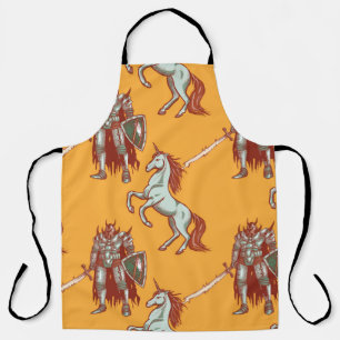 mittelalterliche Ritter und Einhorn nahtlos Muster Schürze
