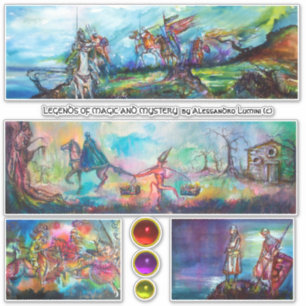 MITTELALTERLICHE RITTER ZU PFERDE, RITTER, TEUFEL, AUFKLEBER