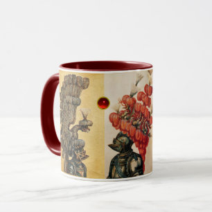 MITTELALTERLICHE RITTERHELME, FEDERN ADLER DRACHEN TASSE