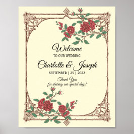 Mittelalterliche romantische Hochzeit Begrüßungsze Poster