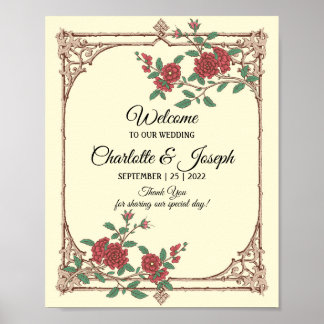 Mittelalterliche romantische Hochzeit Begrüßungsze Poster