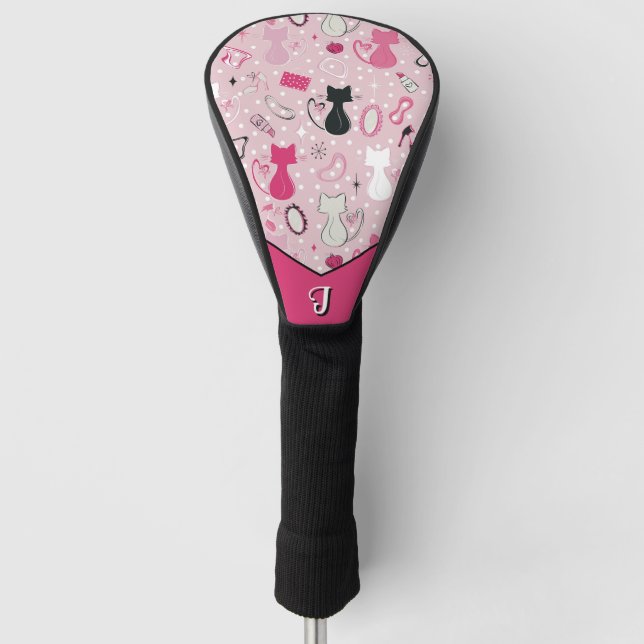 Mittelalterliche rosafarbene Herzkatzen Golf Headcover (Vorderseite)