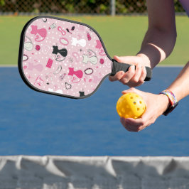 Mittelalterliche rosafarbene Herzkatzen Pickleball Schläger