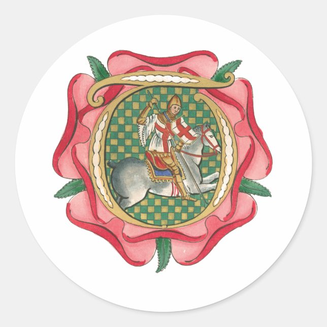 Mittelalterliche Rote Rose Runder Aufkleber (Vorderseite)