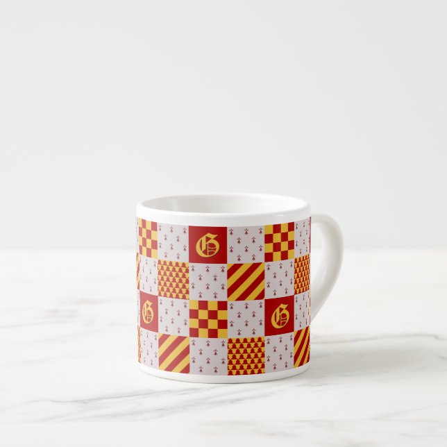 Mittelalterliche Rotgelbe Magische Fantasie Herald Espressotasse (Vorderseite Rechts)