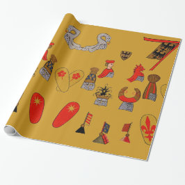 Mittelalterliche Schilder, Flaggen und Geschenkpapier