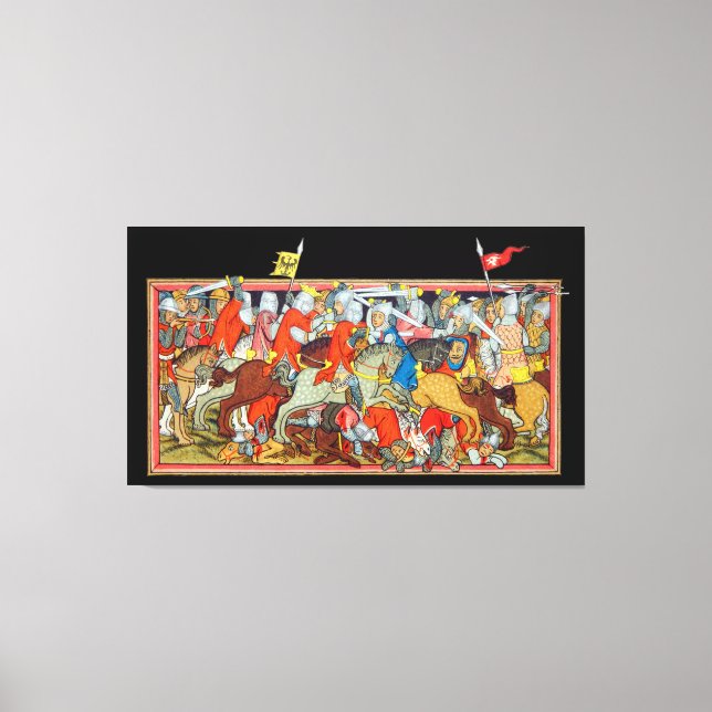 Mittelalterliche Schlacht einzigartige Manuskripte Leinwanddruck (Vorderseite)