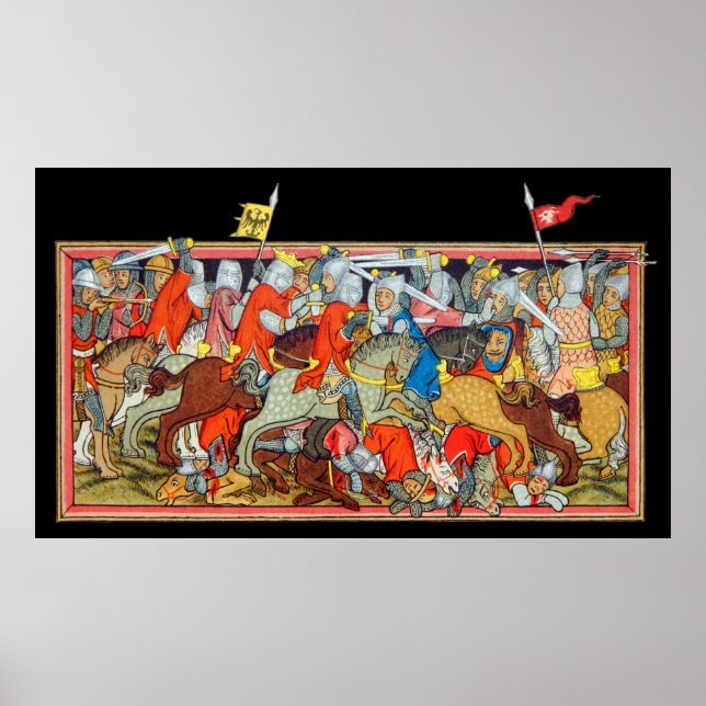 Mittelalterliche Schlacht einzigartige Manuskripte Poster (Vorne)