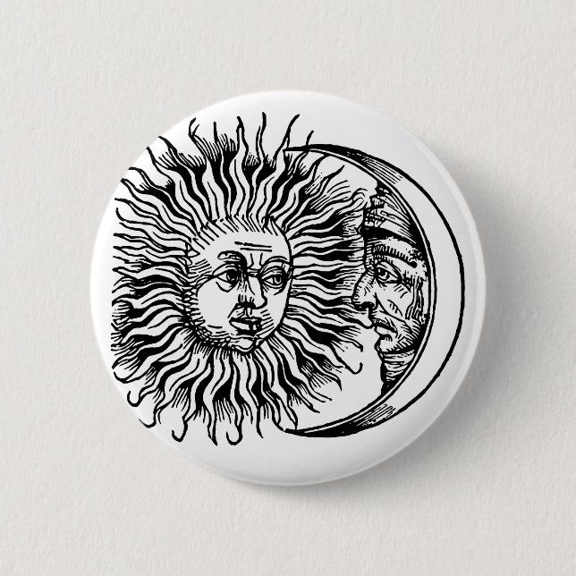 Mittelalterliche Sonne und Mond Button (Vorderseite)