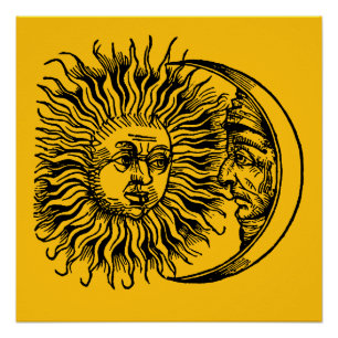 Mittelalterliche Sonne und Mond Poster