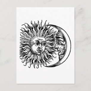 Mittelalterliche Sonne und Mond Postkarte