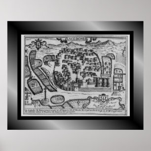 Mittelalterliche Stadtkarte ~ Lakedonia ~ Italien~ Poster
