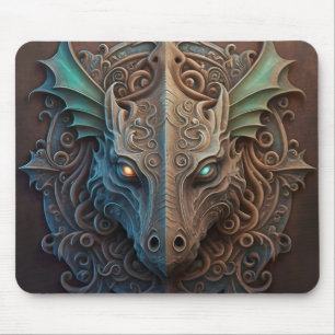 Mittelalterliche Steingargoyle-Drachen-Schnitzerei Mousepad