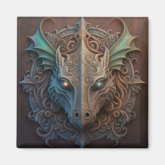 Mittelalterliche Stone Gargoyle Dragon Carving Magnet (Vorne)