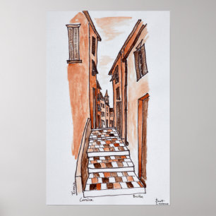 Mittelalterliche Straßen Bastiens  Korsika, Frank Poster