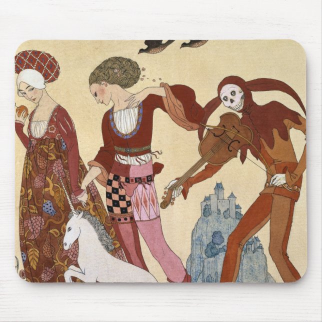 Mittelalterliche Szene durch Georges Barbier Mousepad (Vorne)