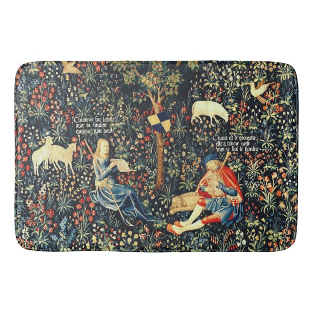 Mittelalterliche Tapisserie-Hirten und Schafe Badematte (Vorderseite)