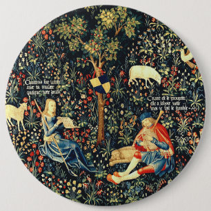 Mittelalterliche Tapisserie-Hirten und Schafe Button