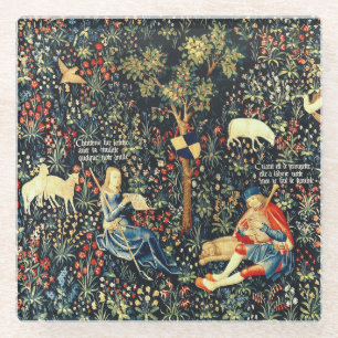 Mittelalterliche Tapisserie-Hirten und Schafe Glasuntersetzer