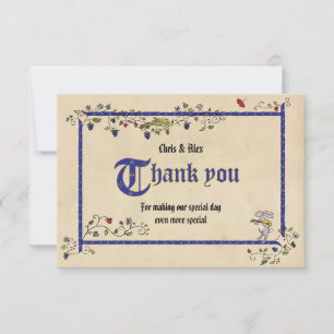 Mittelalterliche Tiere danken Ihnen Karte mit flac