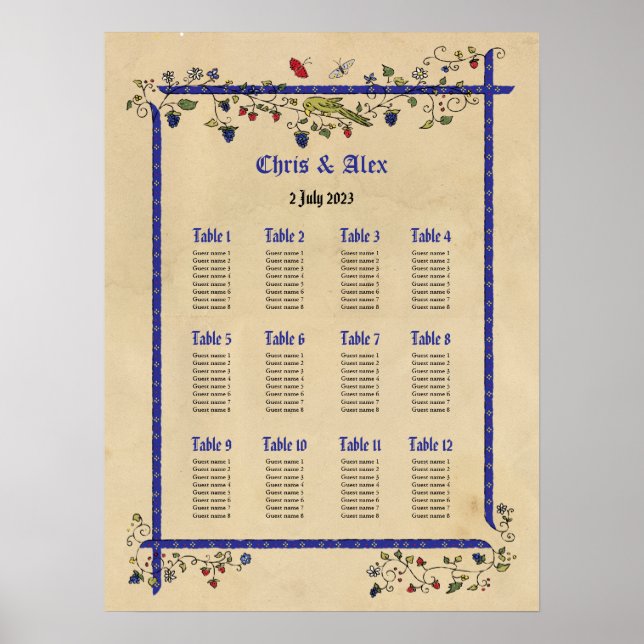 Mittelalterliche Tiere Hochzeitskarte Poster (Vorne)