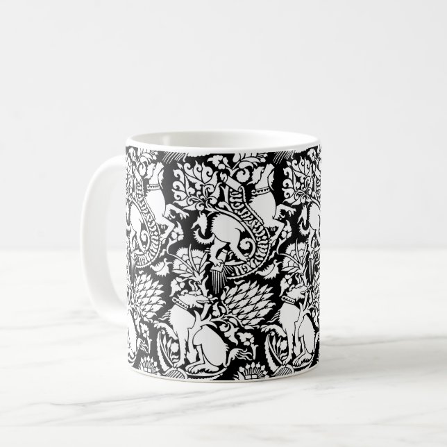 Mittelalterliche Tiere Kaffeetasse (Vorderseite Links)