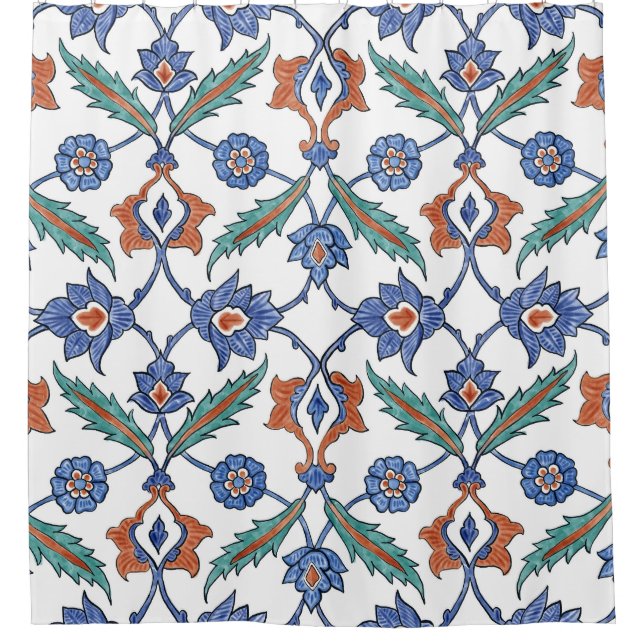 Mittelalterliche türkische Fliesen: Blumendekorati Duschvorhang (Vorderseite)