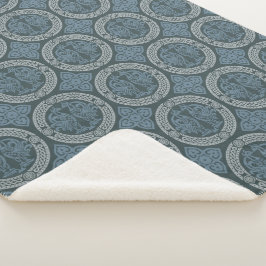 Mittelalterliche Vögel - Blauer Sherpa-Blanket Sherpadecke