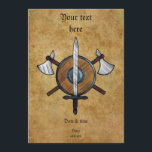 Mittelalterliche Waffen Einladung<br><div class="desc">Mittelalterliche Waffen,  eine mittelalterliche,  themenbezogene Illustration mit Schild,  Schwert und zwei Achsen. Original zeichn mit Tinte und farbigen Stiften von Künstler "Luna" Siffert. Anpassbare Produkte. Sie können Text und Bilder hinzufügen,  den Hintergrund ändern,  Stile und Größen ändern (je nach Produkttyp) usw. Dieses Design ist auch auf anderen Produkten erhältlich.</div>