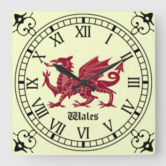 Mittelalterliche Waliser-Drache-Wanduhr - römische Quadratische Wanduhr