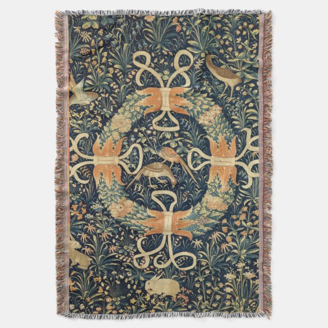 Mittelalterliche Wandlung mit Blume, Vögeln und Ka Decke (Vorderseite Vertikal)