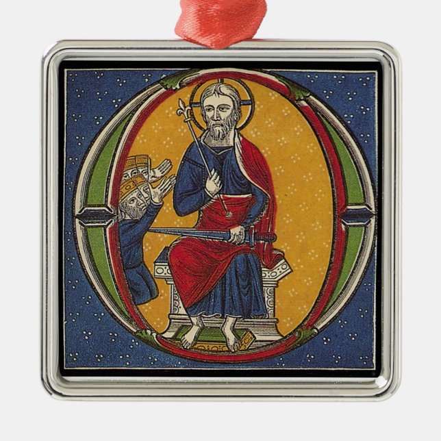 Mittelalterliche Weihnachtsverzierung Silbernes Ornament (Vorne)