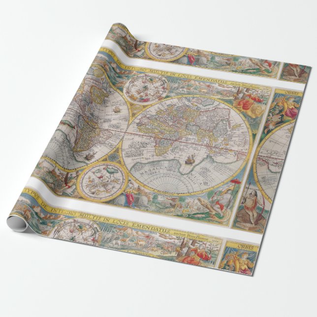 Mittelalterliche Weltkarte ab 1525 Geschenkpapier (Ungerollt)
