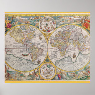 Mittelalterliche Weltkarte ab 1525 Poster