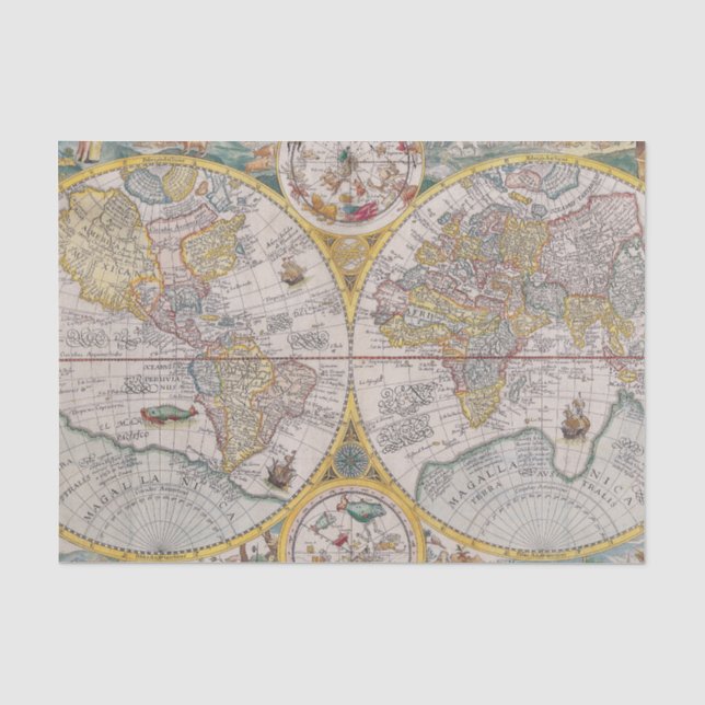 Mittelalterliche Weltkarte ab 1525 Seidenpapier (Vorderseite)