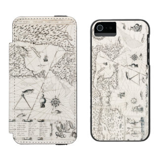 Mittelalterliche Weltkarte Quebec Nouvelle-Frankre Incipio Watson™ iPhone 5 Geldbörsen Hülle