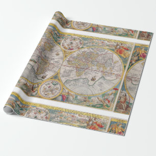 Mittelalterliche Weltkarte von 1525 Geschenkpapier